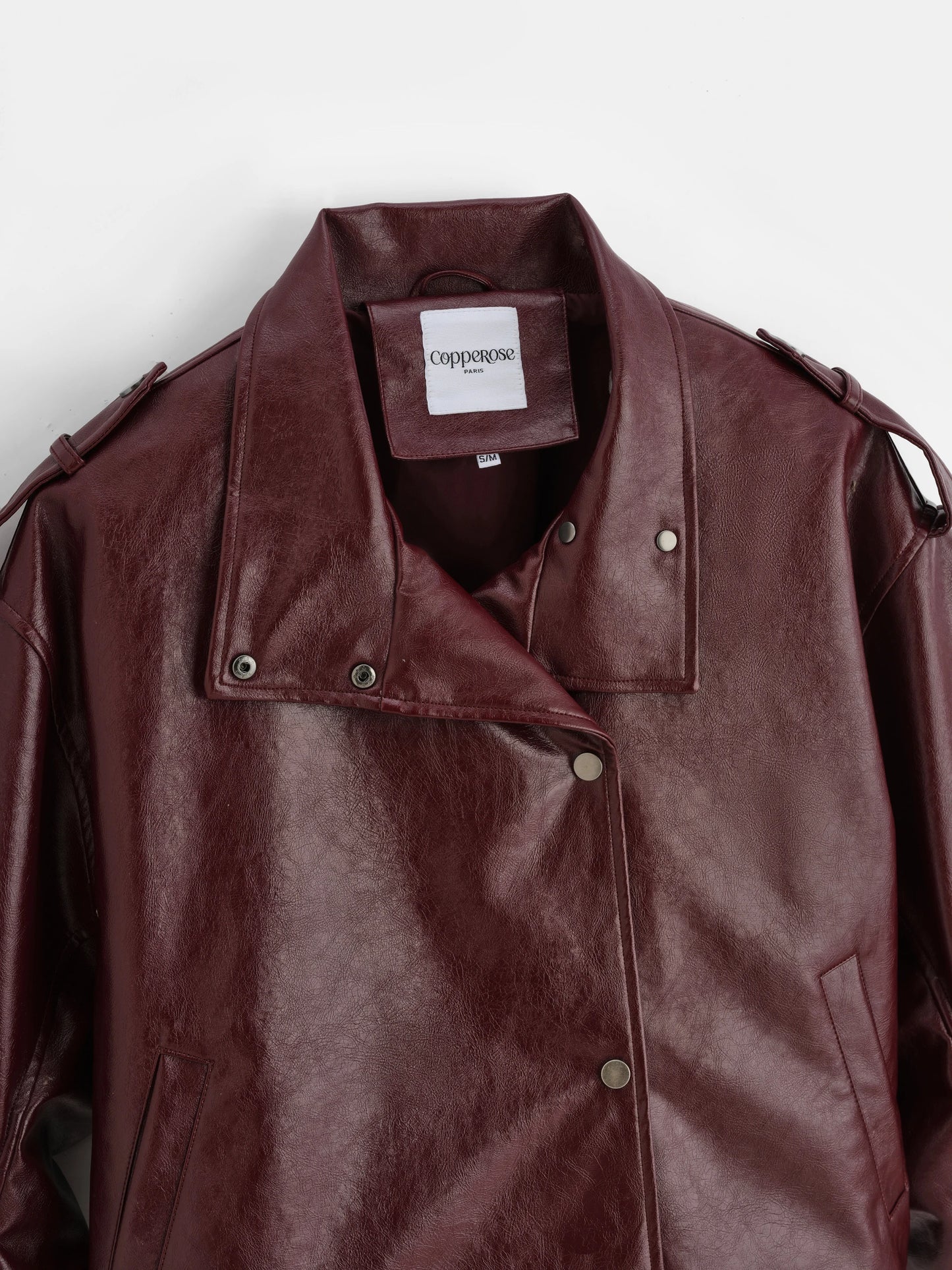 Chaqueta Efecto Cuero Granate