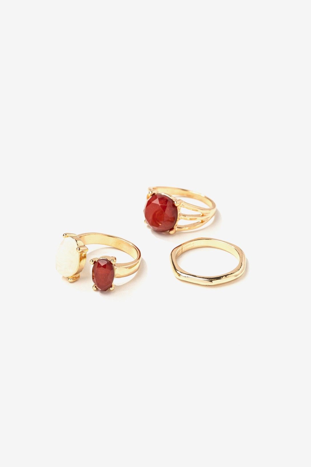 Anillos Triple Piedras Teja