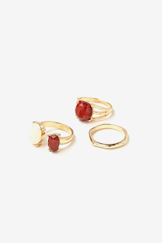 Anillos Triple Piedras Teja