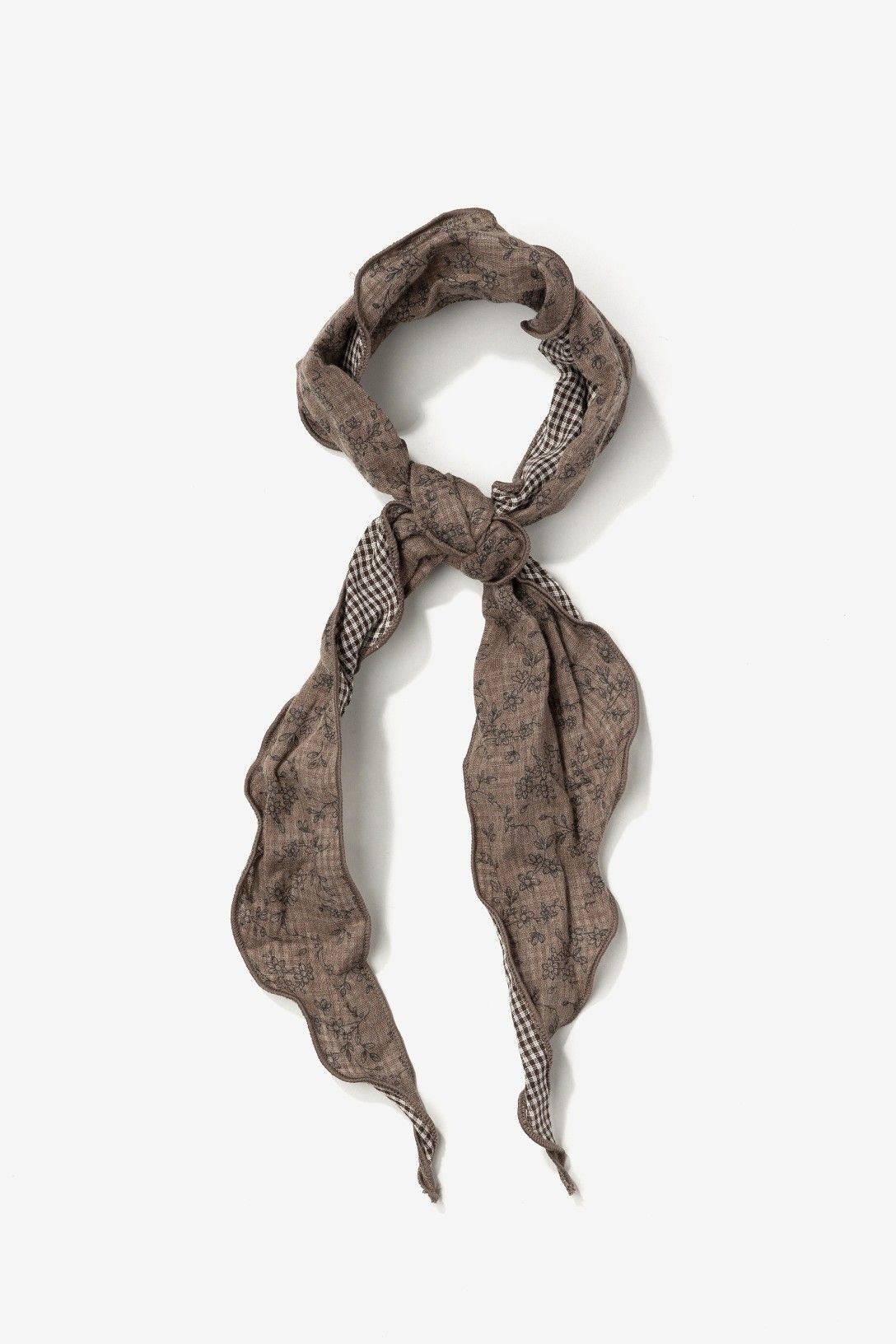 Bandana Marrón Vichy Con Flores