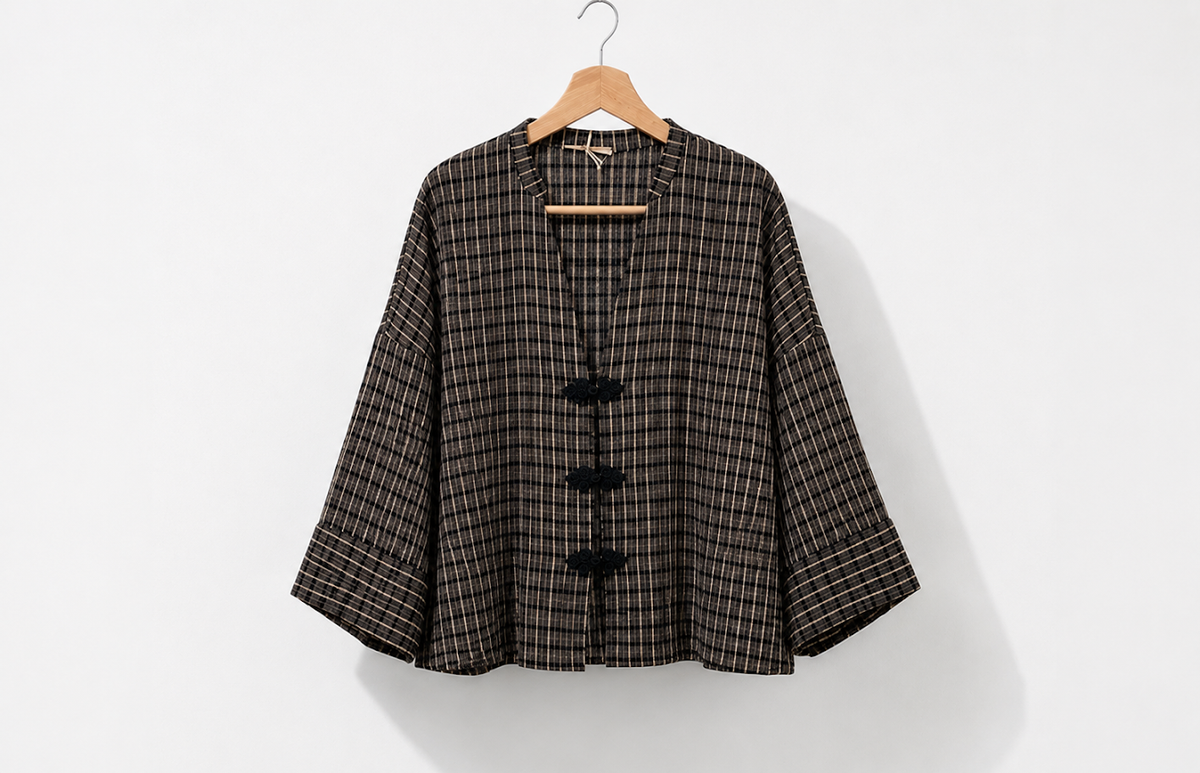 Blusa/Chaqueta Cuadros Negro y Marrón