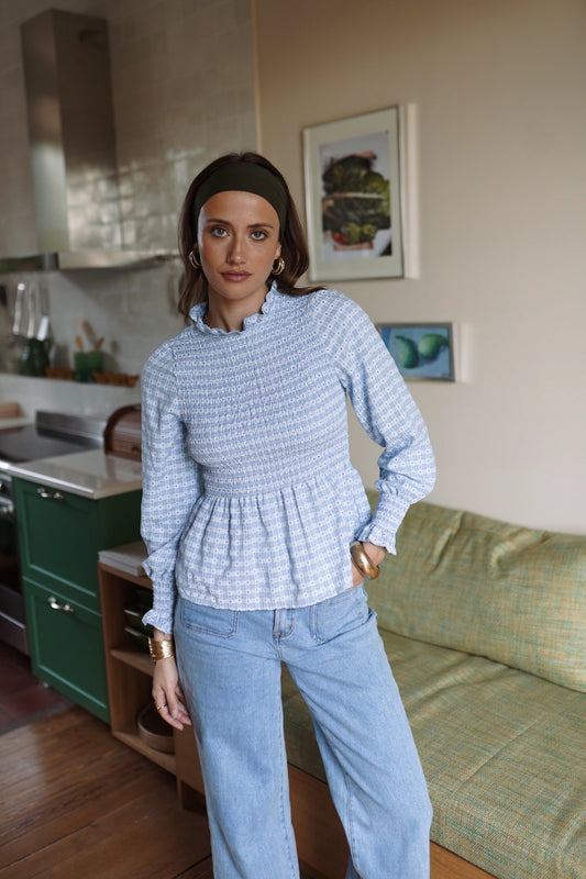Blusa Fruncida Azul