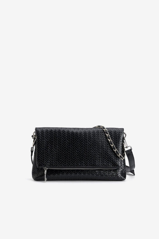 Bolso Bandolera Cremallera Negro Trenzado