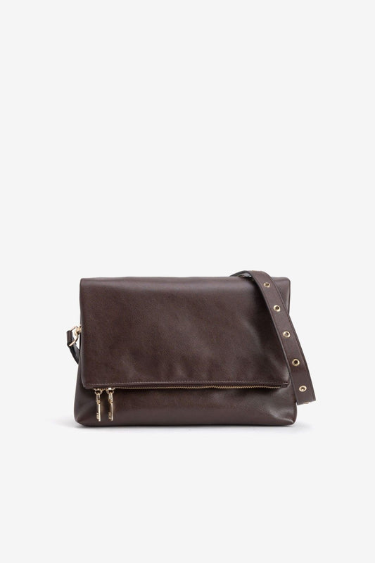 Bolso Bandolera Marrón Correa Tachas