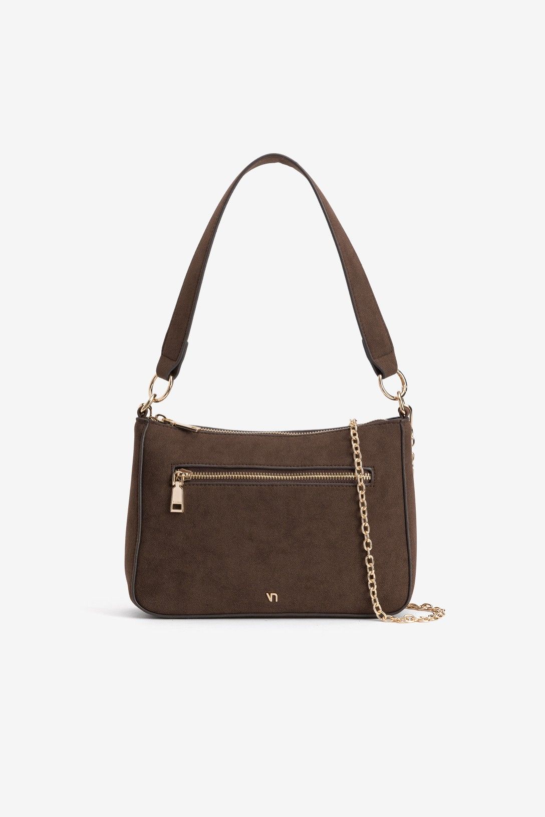 Bolso Bandolera Nobuk Marrón Oscuro Cadena
