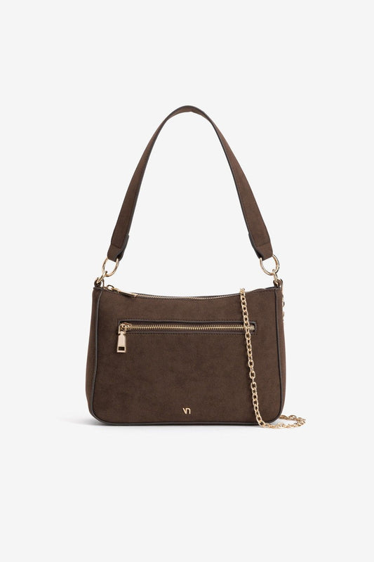 Bolso Bandolera Nobuk Marrón Oscuro Cadena