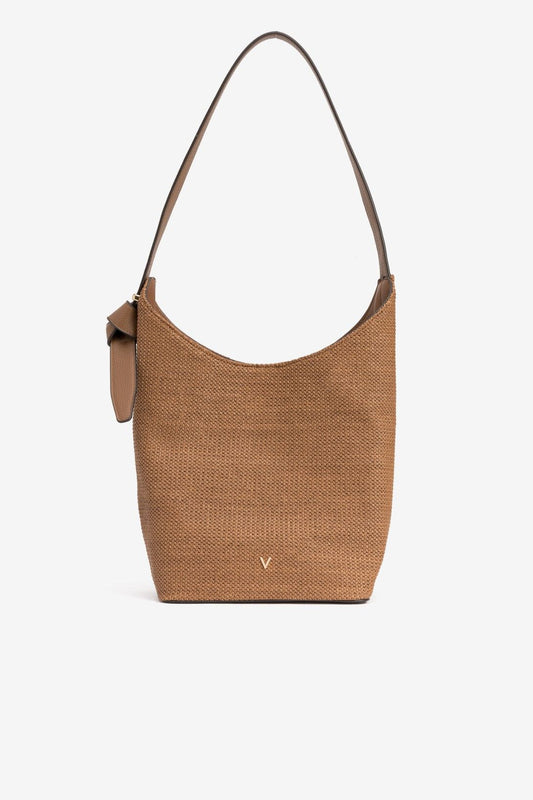 Bolso De Hombro Rafia Camel