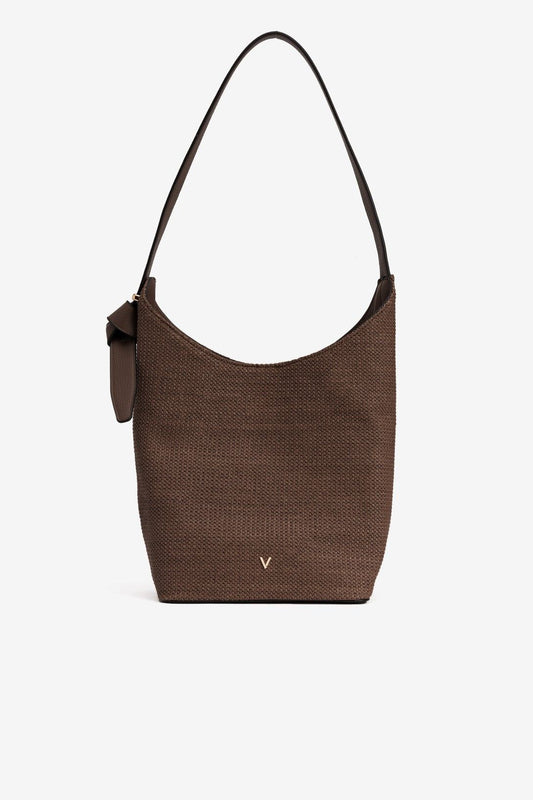 Bolso De Hombro Rafia Chocolate