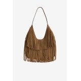 Bolso Hombro Camel Con Flecos