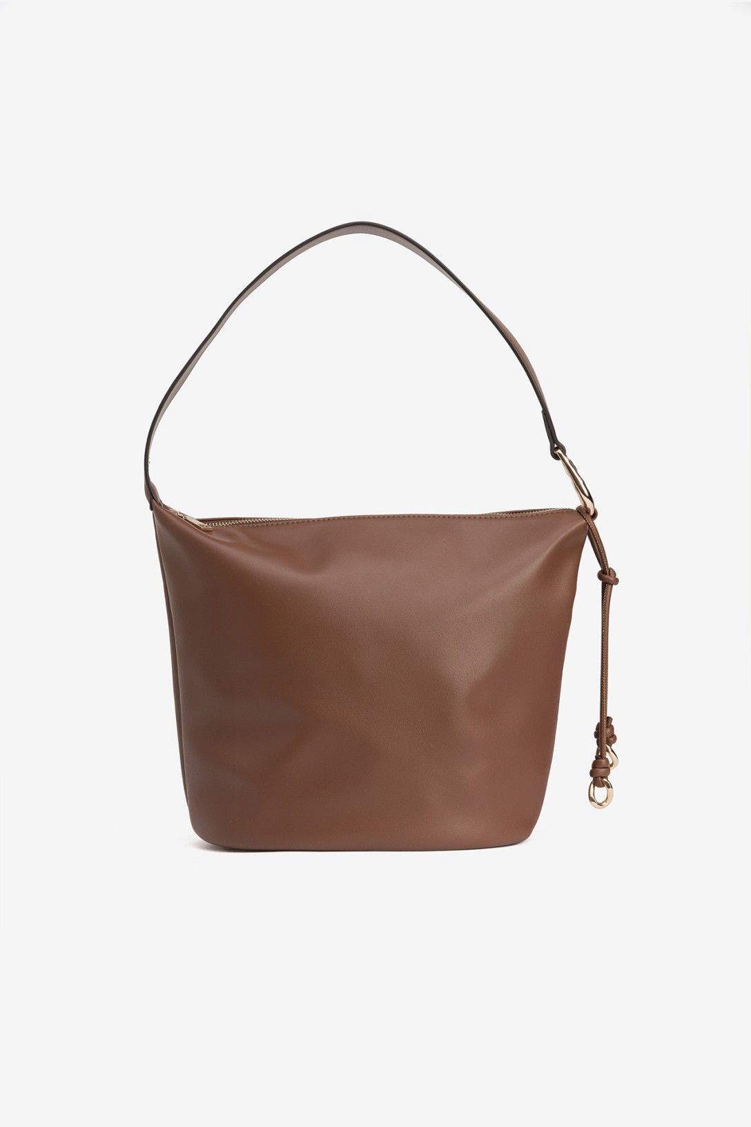 Bolso Liso De Hombro Marrón