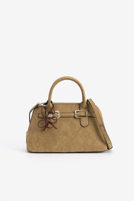 Bolso Marrón Diseño Minimalista Detalle Decorativo Lazo