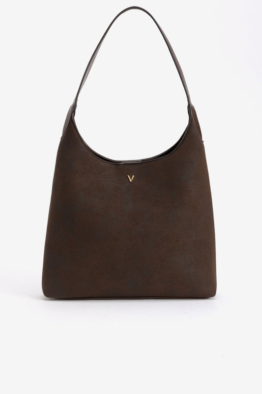 Bolso Marrón Estructurado Nobuk Marrón Oscuro