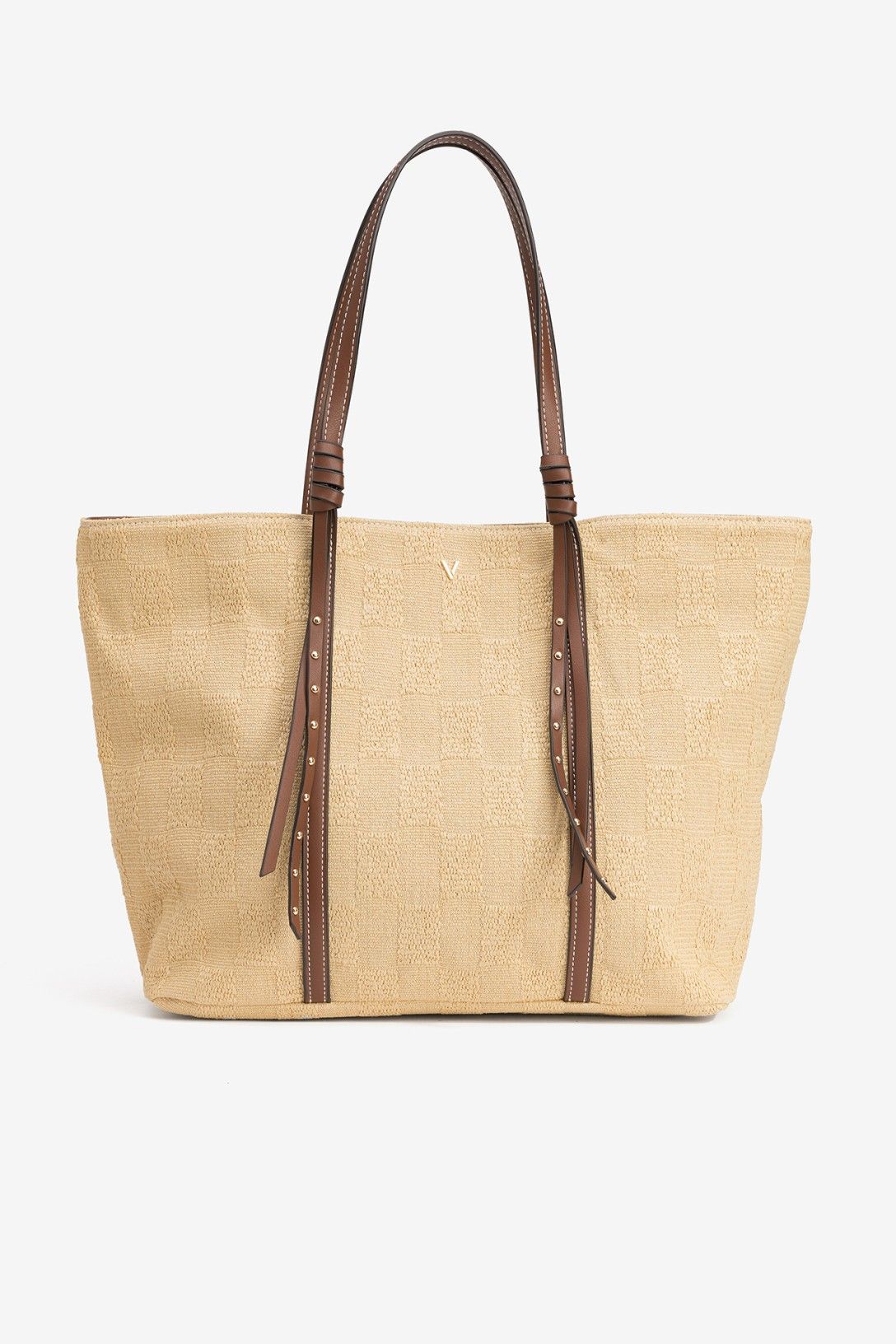 Bolso Shopper Rafia Tachas