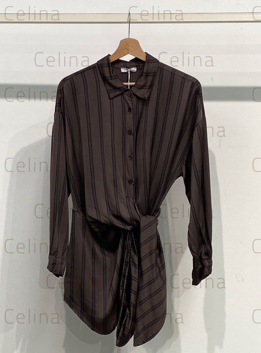 Camisa Larga Nudo Marrón