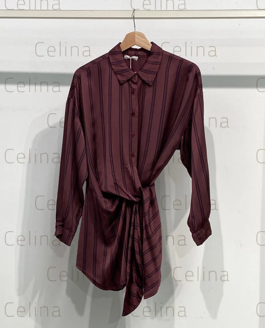 Camisa Larga Nudo Rosa