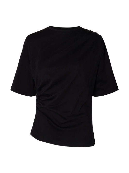 Camiseta Básica Negra Frunces