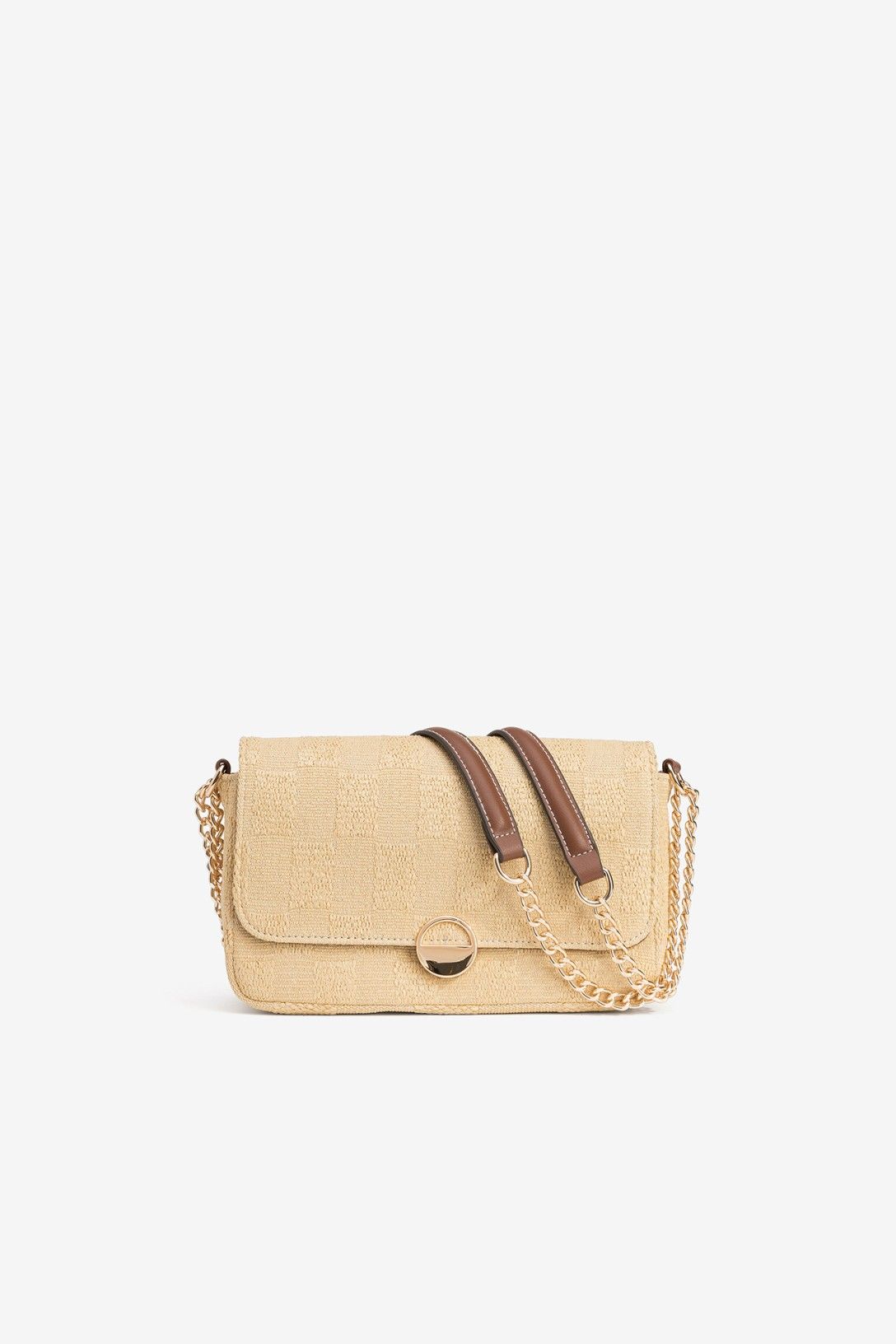Cartera De Color Beige Claro Con Textura