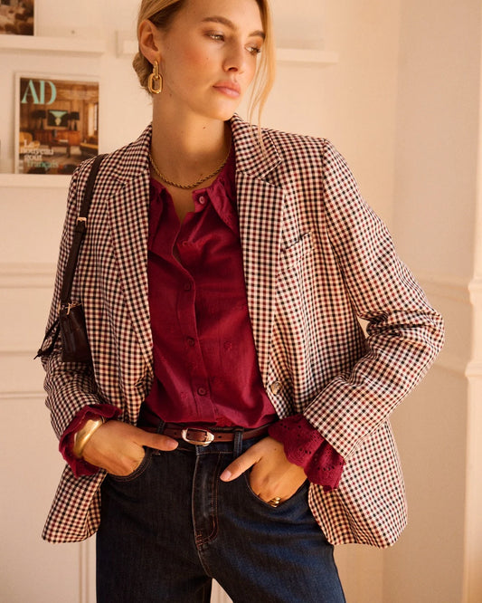 Chaqueta Blazer De Cuadros Vichy