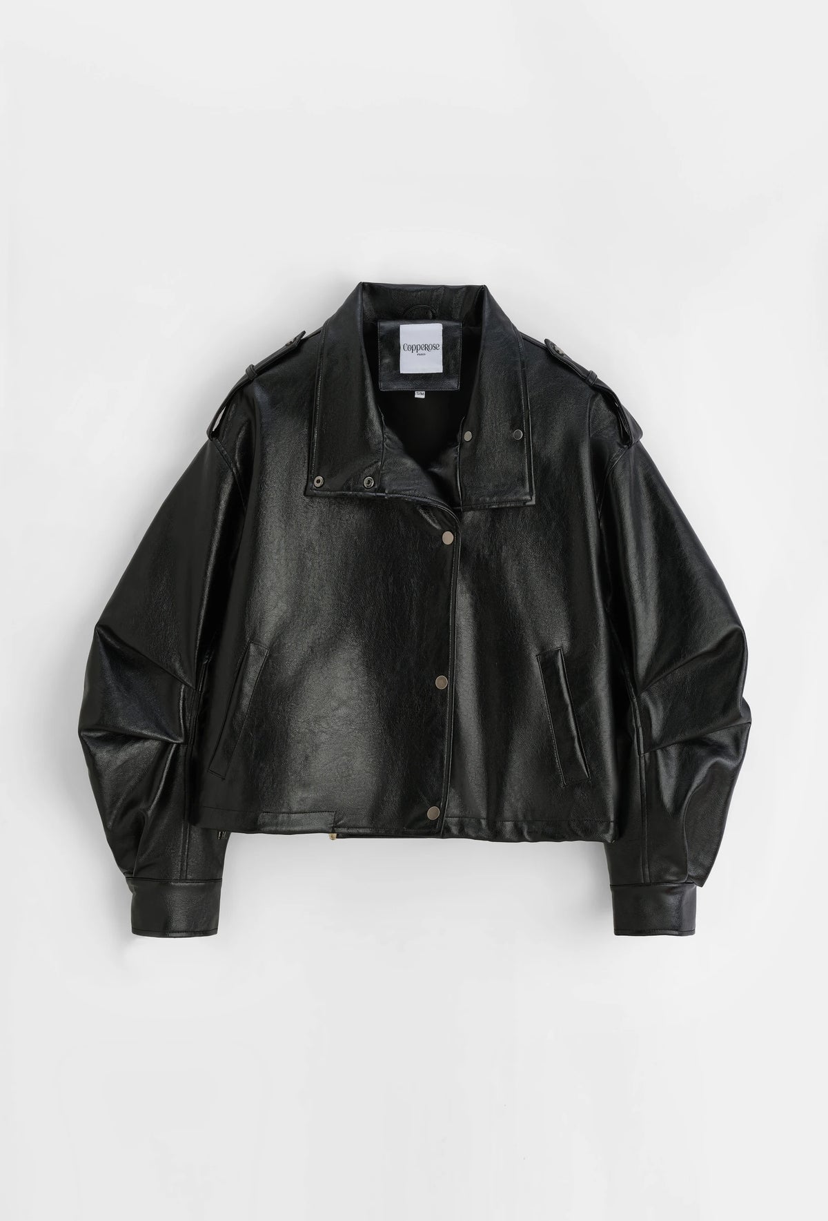 Chaqueta Efecto Cuero Negra