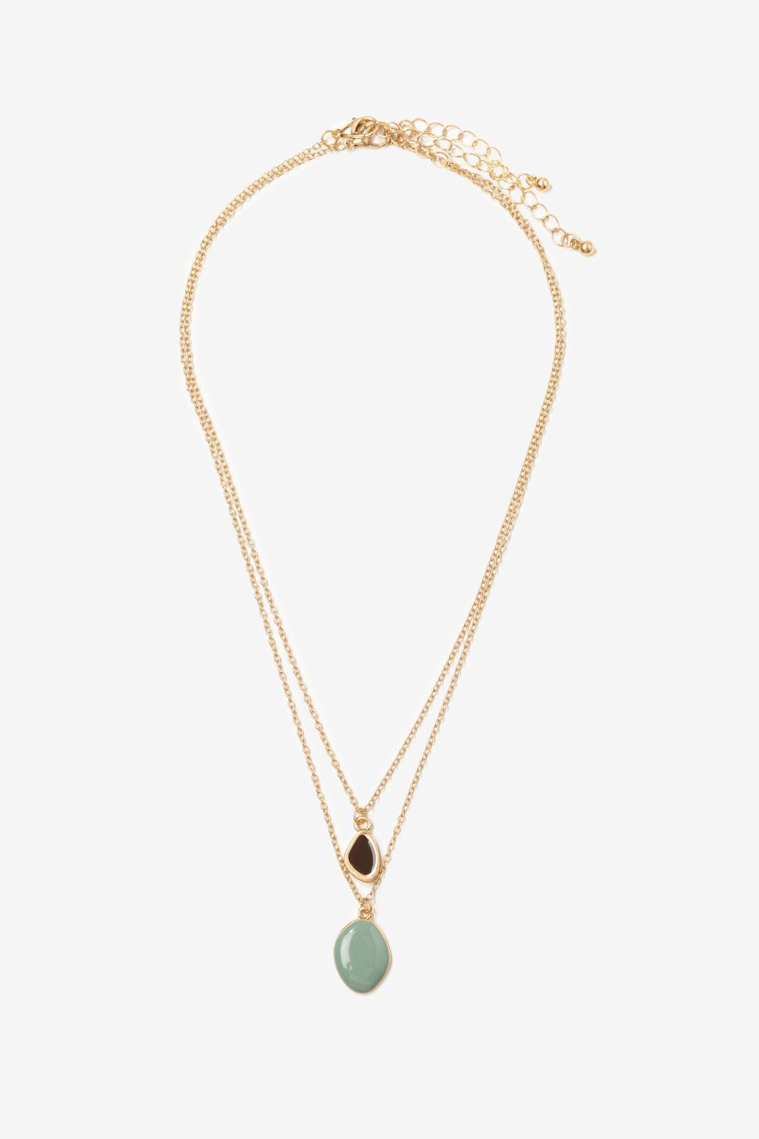 Colgante Mini Dos Piedras Marrón y Verde