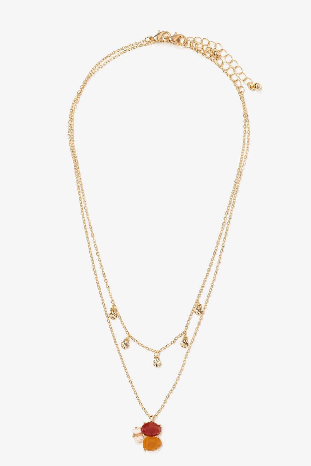 Colgante Mini Triple Piedra Teja, Marrón y Beige