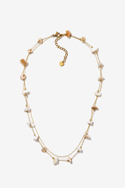 Collar Acero Inoxidable Piedras Blancas