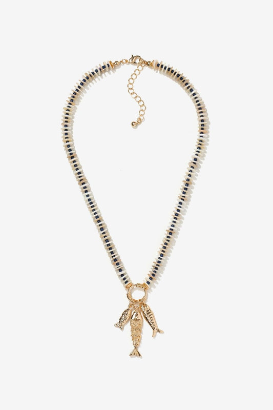Collar Bolas Beige Colgantes Peces
