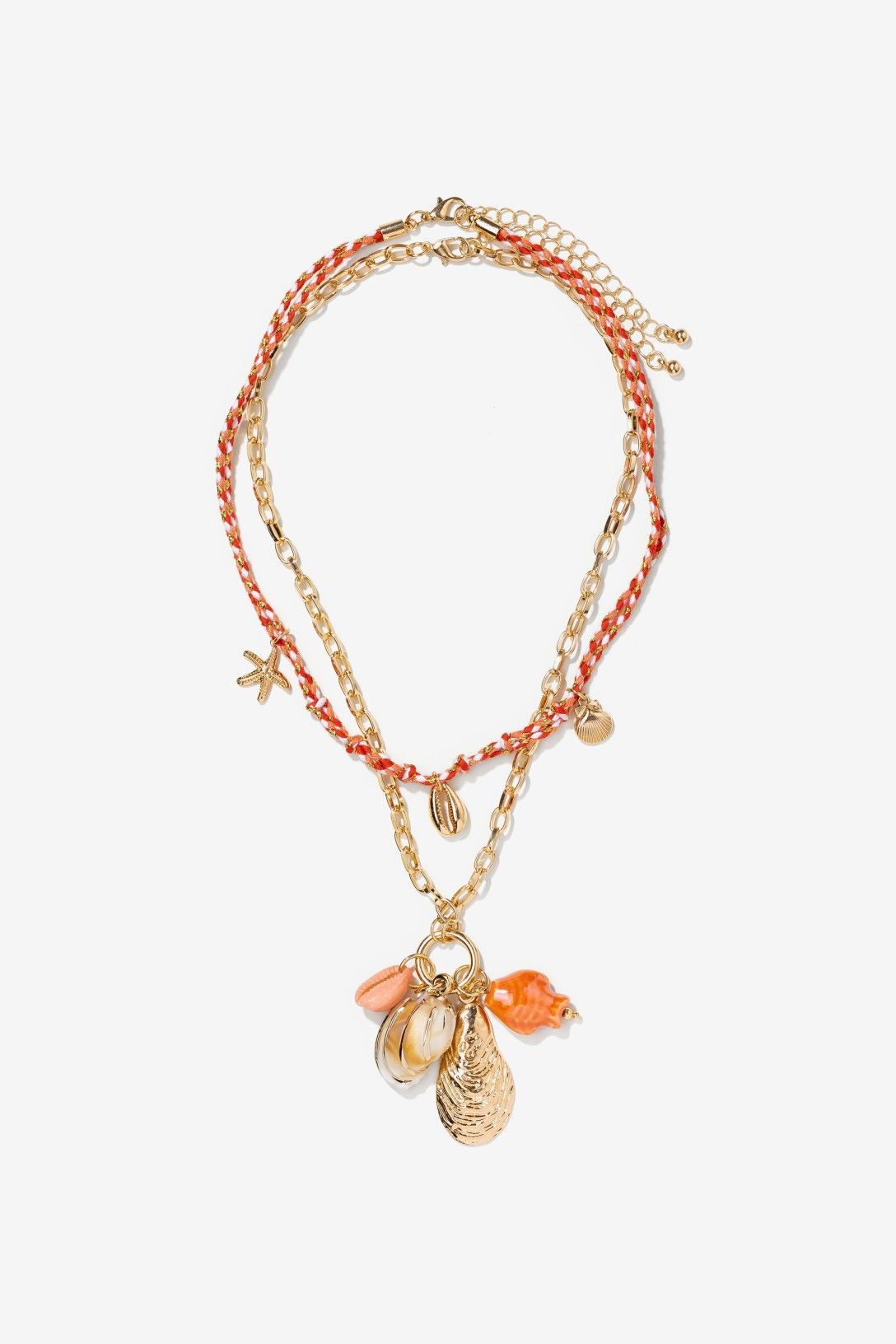 Collar Doble Naranja Coral