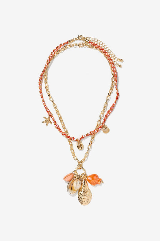 Collar Doble Naranja Coral