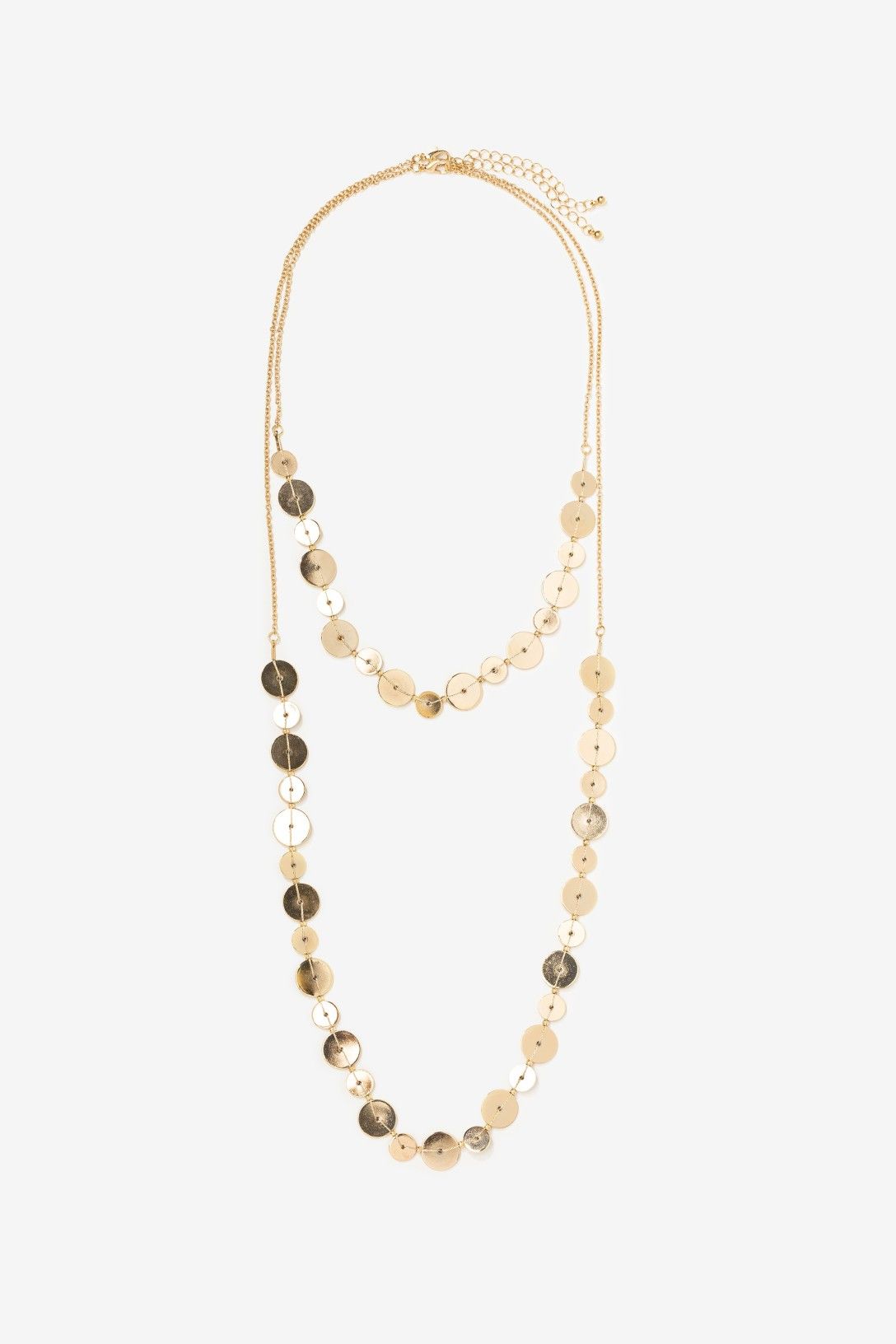 Collar Largo Dorado Discos Metálicos