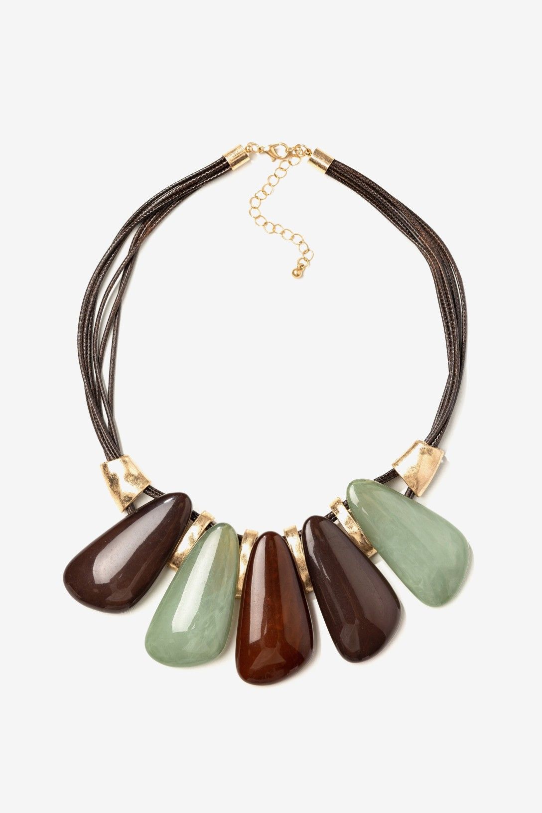 Collar Maxi Piedras Grandes Marron y Verde