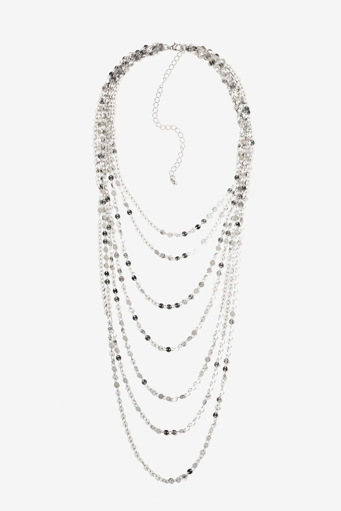 Collar Oversize Plateado Varias Cadenas Finas