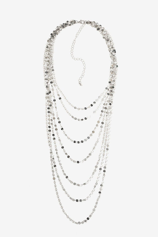 Collar Oversize Plateado Varias Cadenas Finas