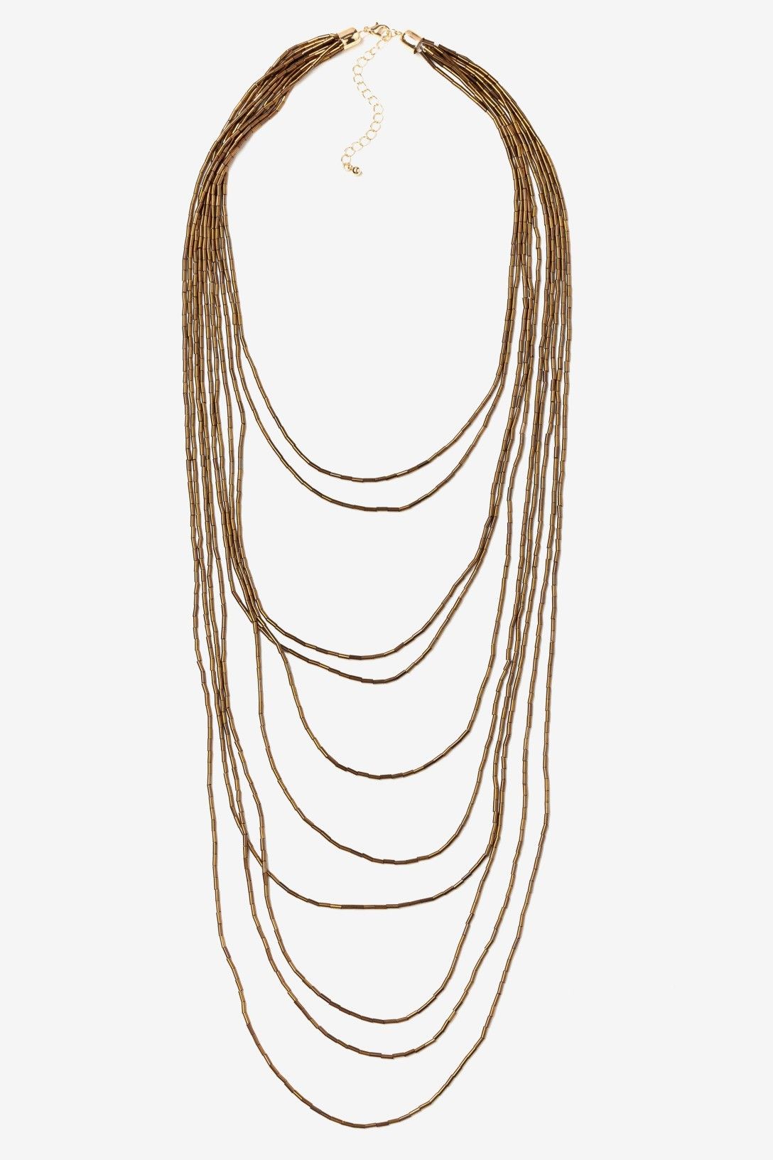 Collar Varias Vueltas Marrón Metálico