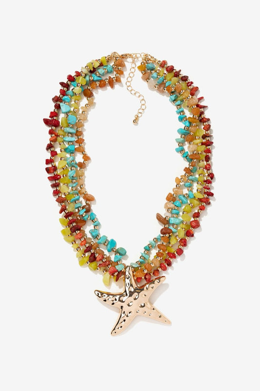 Collar de Bolas en Tonos Vivos Estrella Dorada