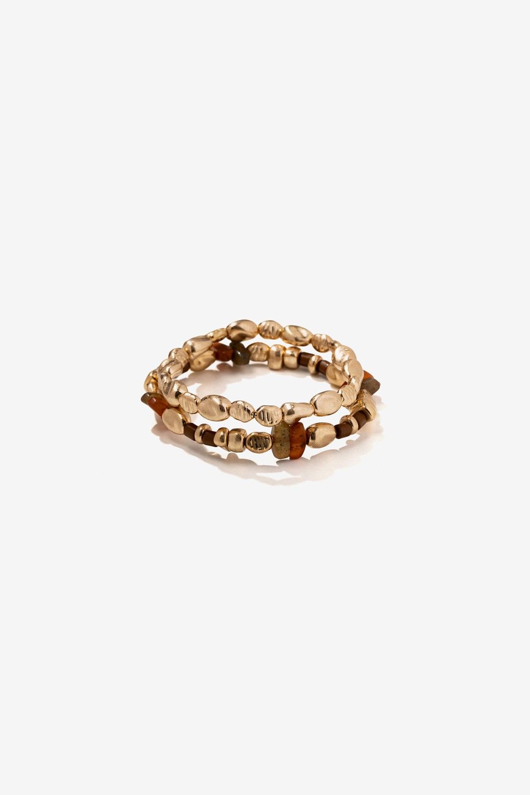 Doble Pulsera Marrón Dorada