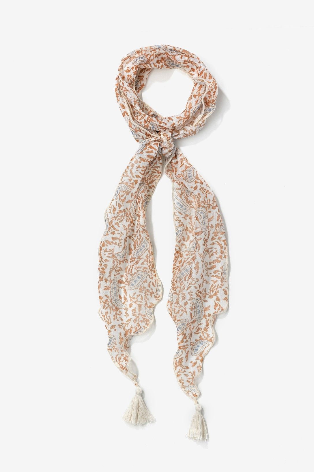 Pañuelo Skinny Estampado Naranja Flores