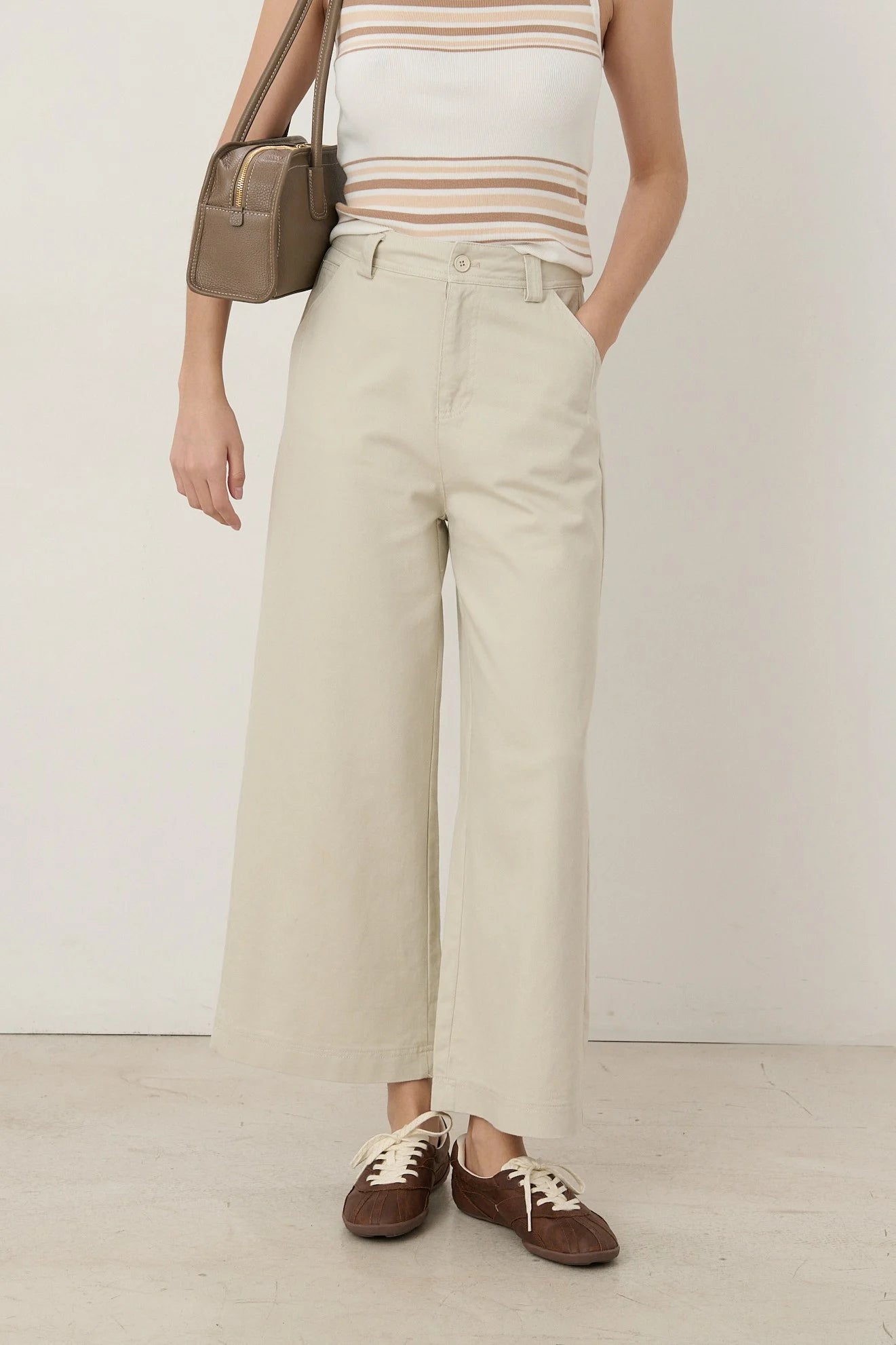 Pantalón Talle Alto Beige