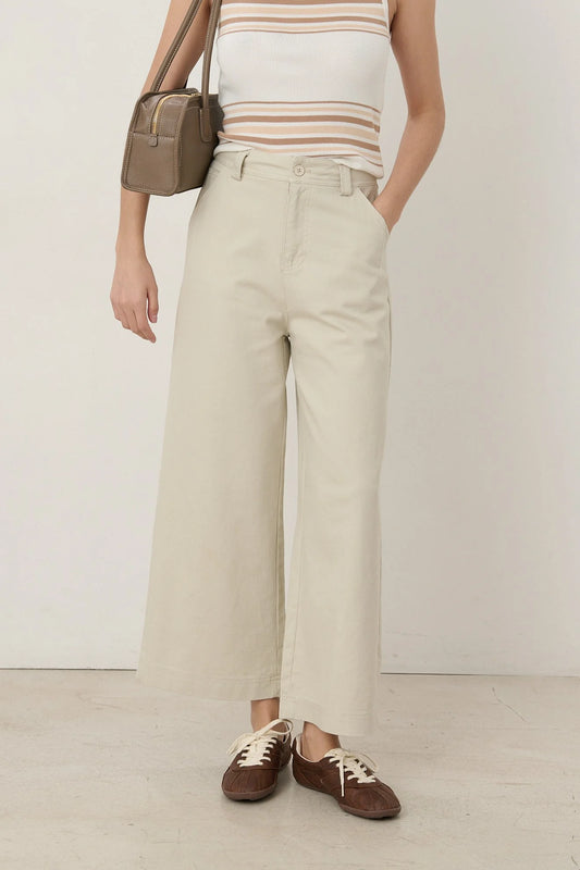 Pantalón Talle Alto Beige