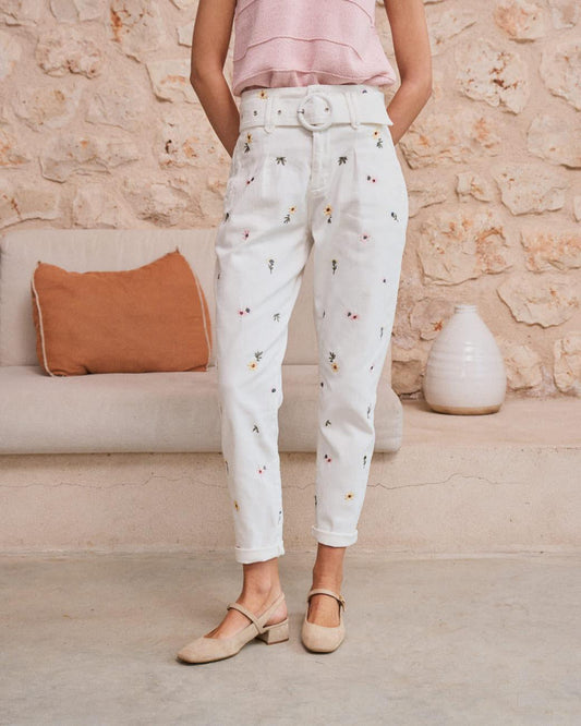 Pantalón Vaquero Flores Zenia
