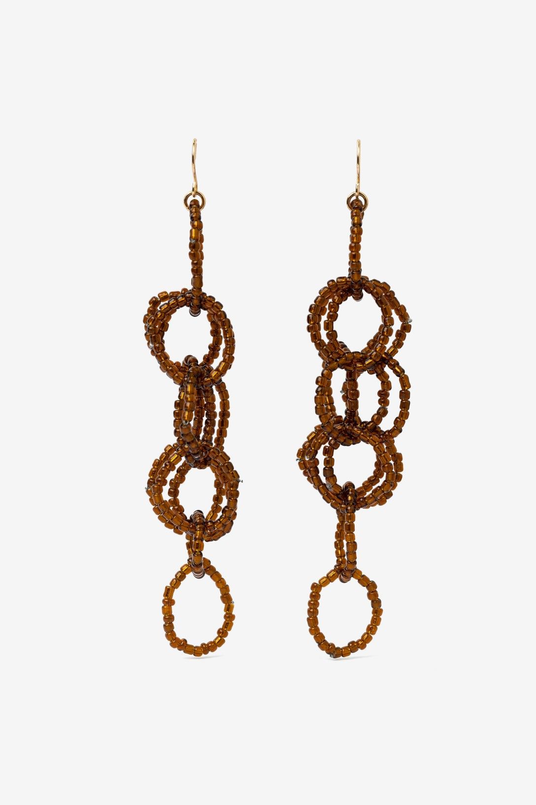 Pendientes Abalorios Marrones Largos