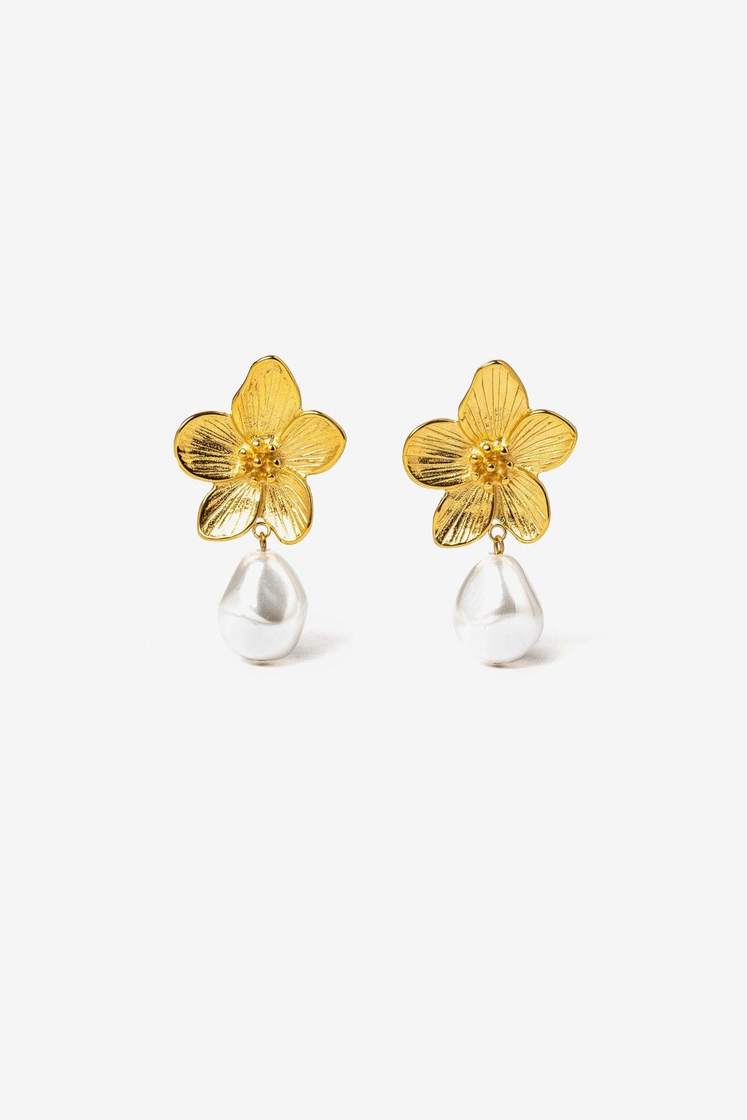 Pendientes Acero Inoxidable Flor y Perla