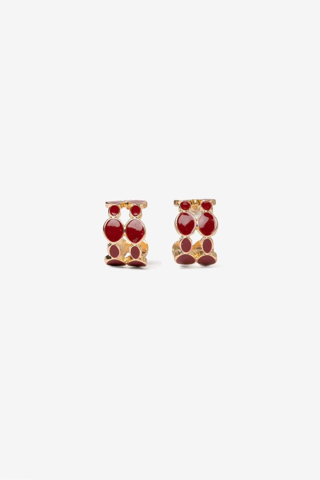 Pendientes Aro Doble Piedras Rojas