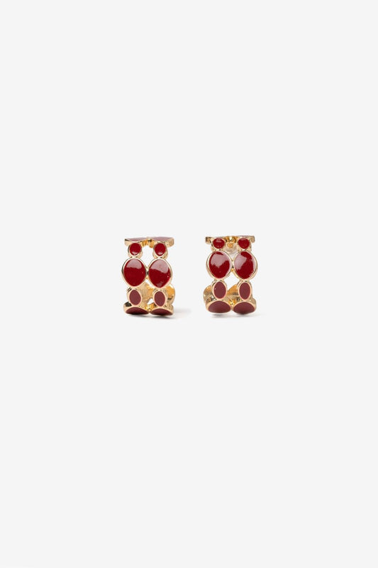 Pendientes Aro Doble Piedras Rojas