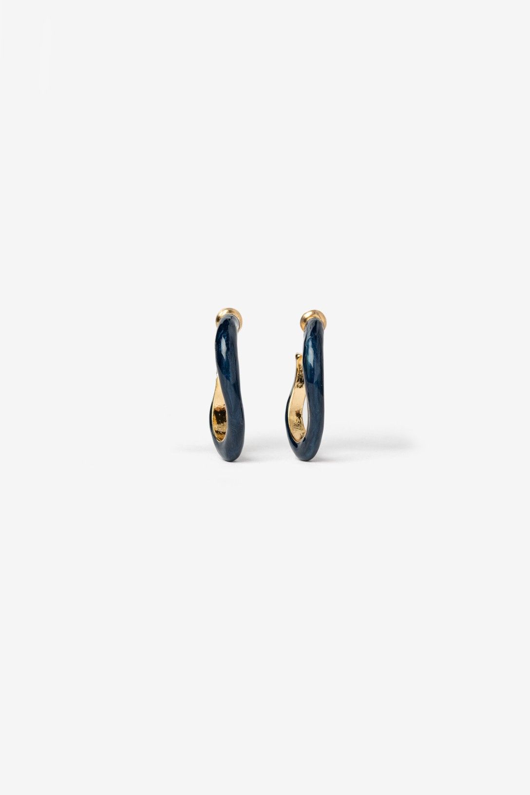 Pendientes Aro Fino Ovalado Azul Marino