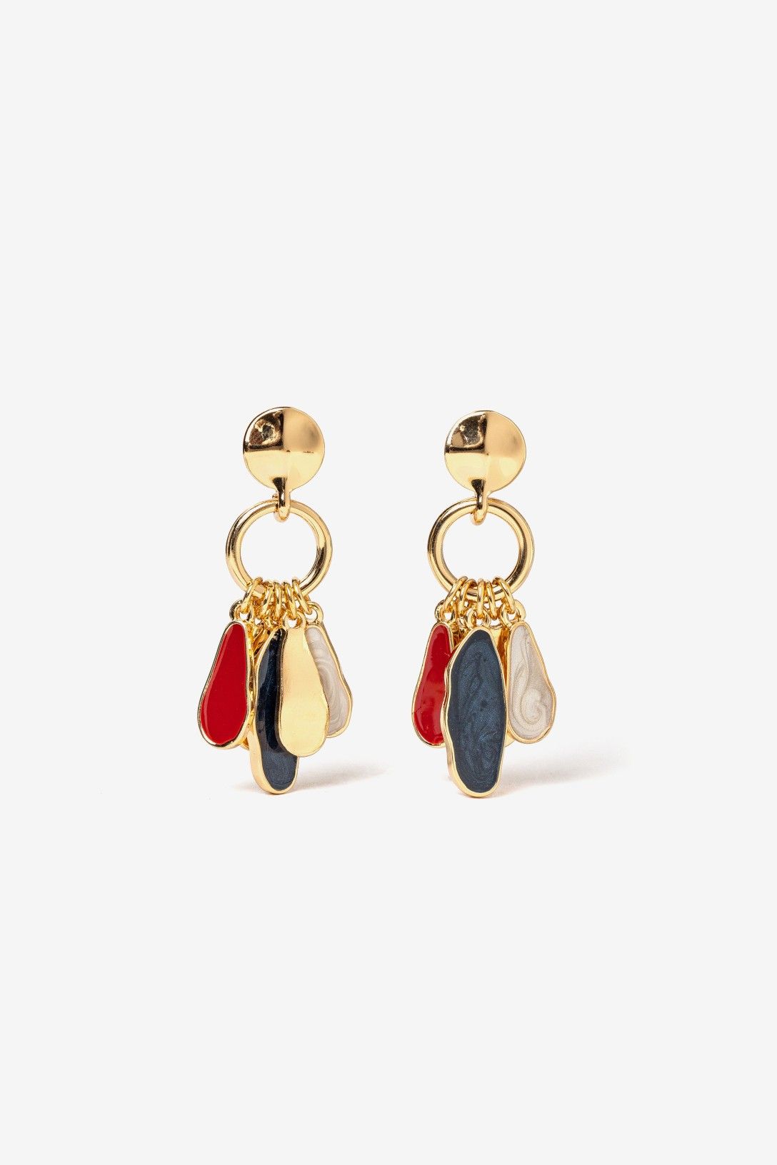 Pendientes Charms Ovalados Azul y Rojo