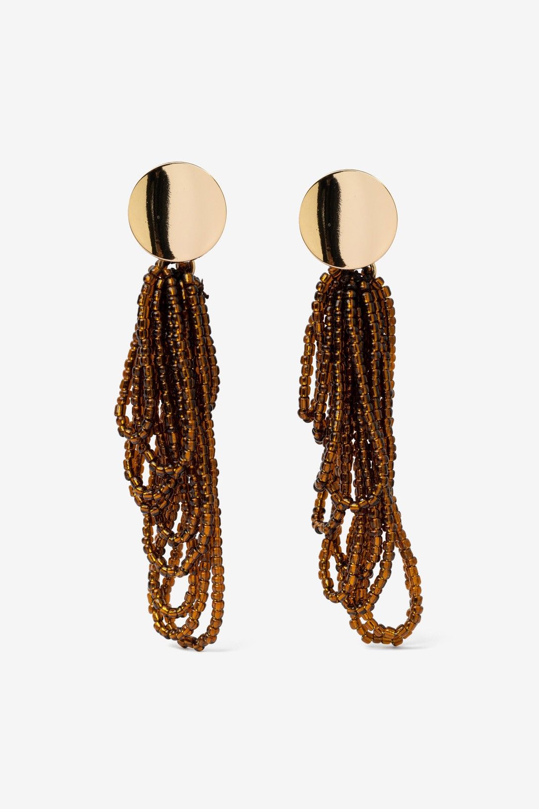 Pendientes Detalle Oro Abalorios Marrones