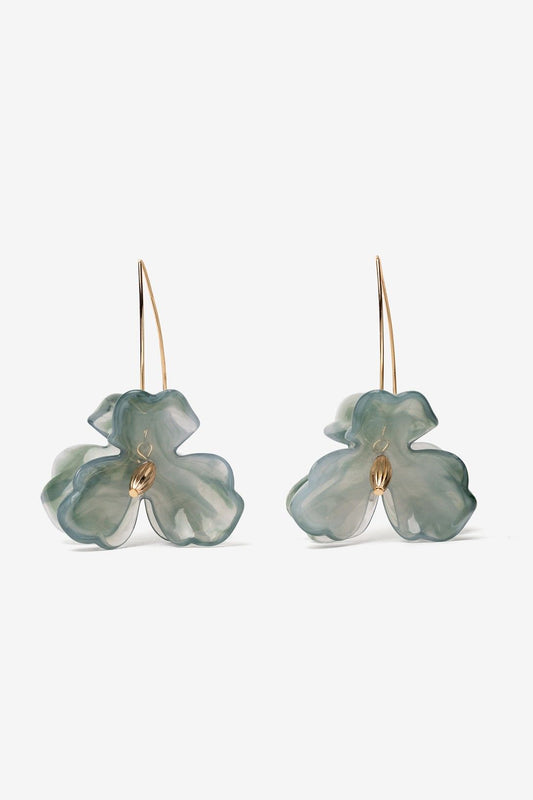 Pendientes Flor Grande Azul Verdoso