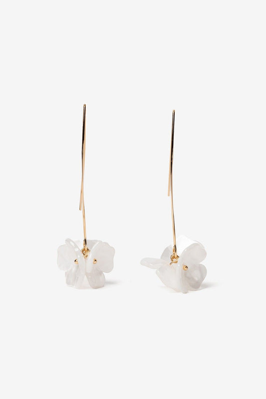 Pendientes Largos Flor Blanca
