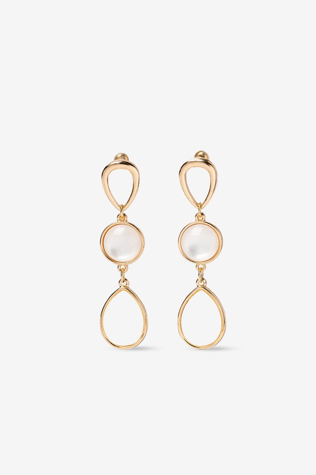 Pendientes Largos Gota Piedra Blanca